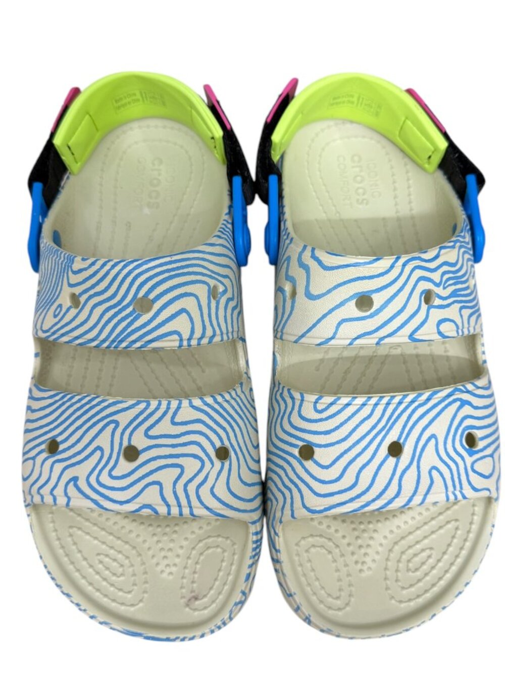 Crocs Classic All-Terrain Topographic Sandals in Bone/Multi Men's 6 Women's 8 - Picture 3 of 8